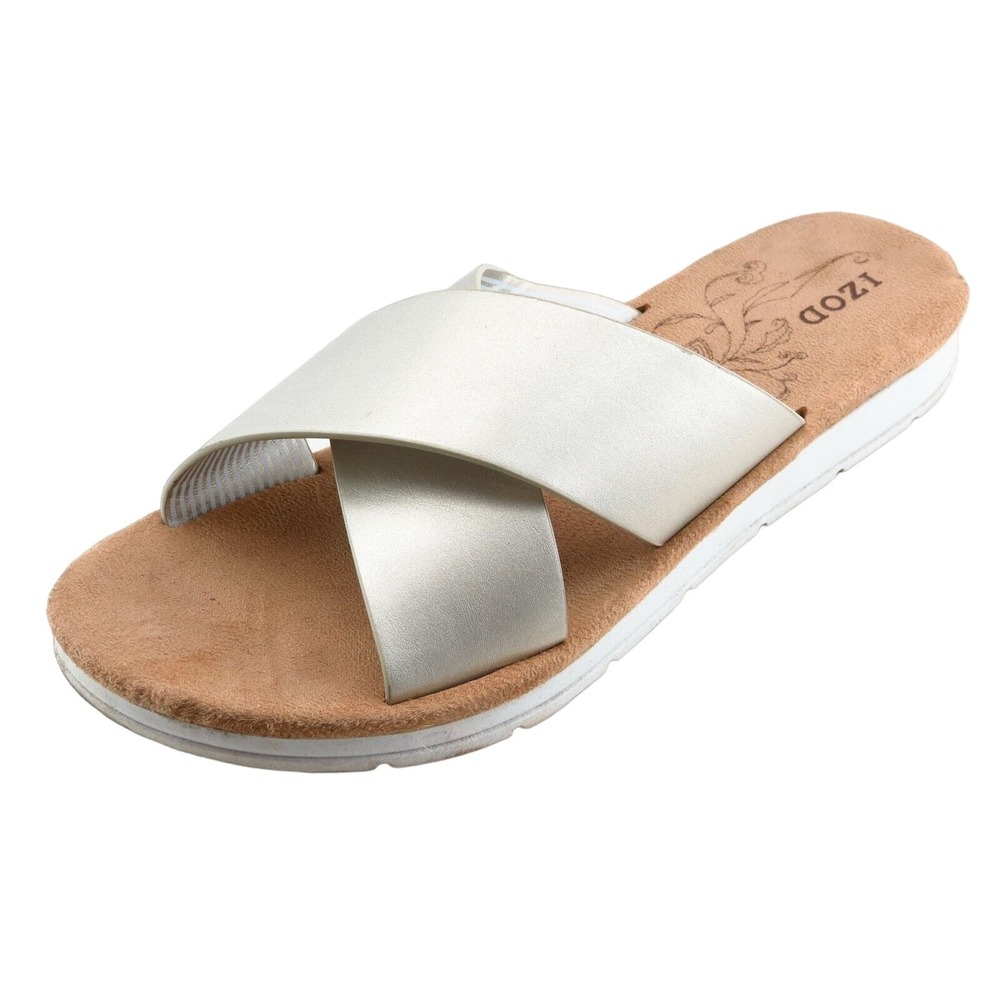 IZOD Size 7 M Silver Slides Synthetic Women Sandal‎ Shoes